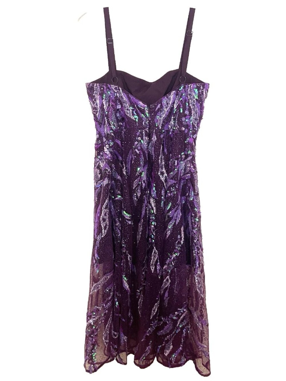 Dress the Population Cassandra Midi Dress XL Beaded Violet Multi Square Neck - Picture 4 of 16